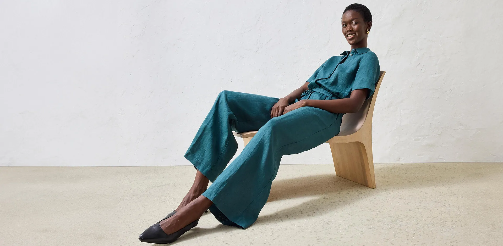 Trendigt - Jumpsuit av rent lin - peppargrön