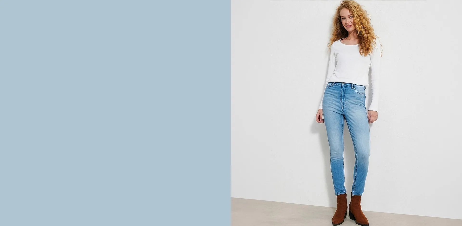 Dam - Mom-jeans High Waist cropped - ljusblå denim used