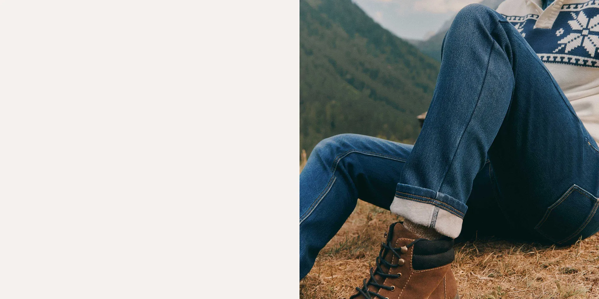 Robusta jeans, värmande stövlar och en skön, lusemönstrad tröja
