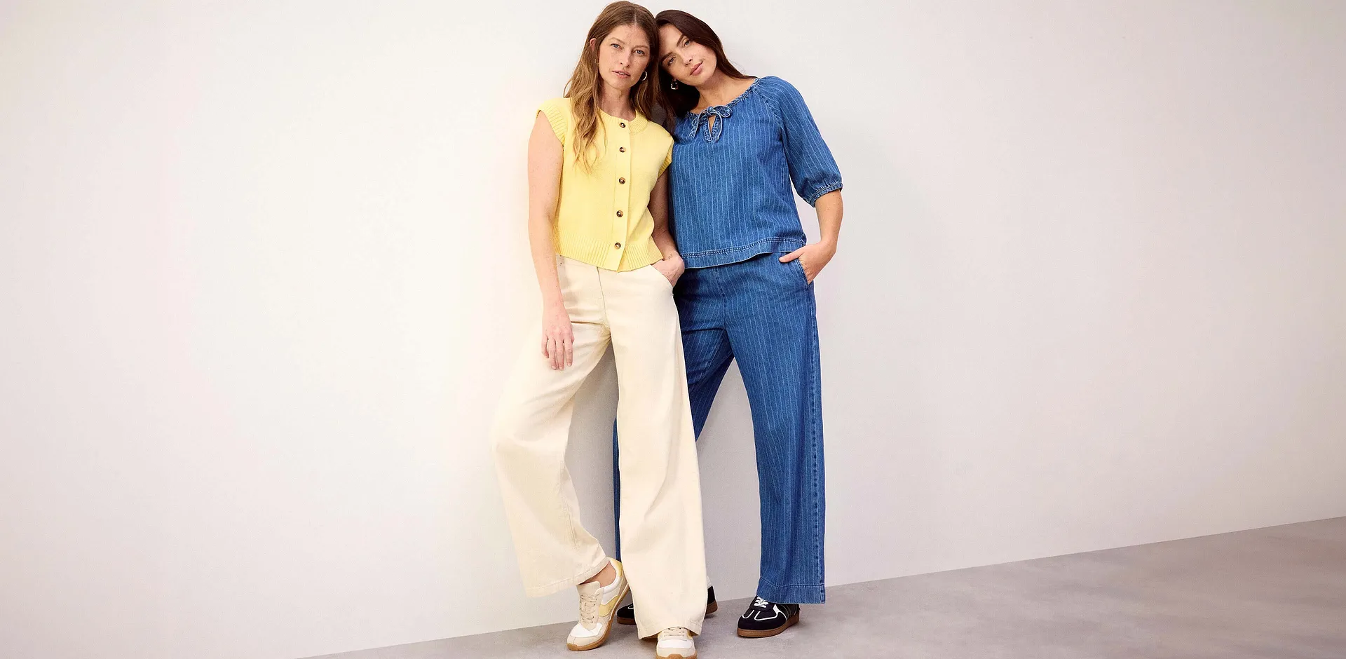 Dam - Wide Leg jeans Mid Waist - blå denim, randig