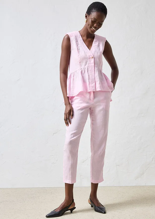 Trendigt - Väst i rent linne - kristallrosa