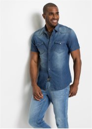 Bonprix Jeansskjorta i ekologisk bomull, smal passform, kortärmad, John Baner JEANSWEAR