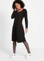 Knälång stickad klänning med klockad kjol, bpc bonprix collection