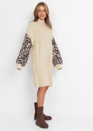 Stickad klänning i oversizemodell med leopardmönster, RAINBOW