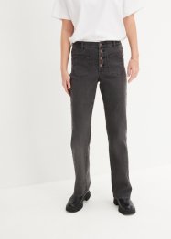Utsvängda jeans med hög midja, knappslå och bekväm linning, bpc bonprix collection