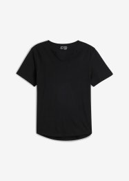 T-shirt med V-ringning i ekologisk bomull, smal passform, RAINBOW