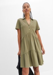 Trikåklänning med pikékrage, ekologisk bomull, RAINBOW