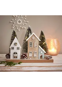 Prydnadshus med LED-belysning och granar, bonprix Prydnadshus med LED-belysning och granar, bonprix