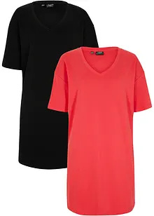 T-shirtklänning i oversizemodell med V-ringning (2-pack), bonprix T-shirtklänning i oversizemodell med V-ringning (2-pack), bonprix