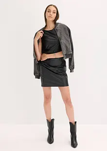 Miniklänning med bara axlar, i skinnimitation, bonprix Miniklänning med bara axlar, i skinnimitation, bonprix