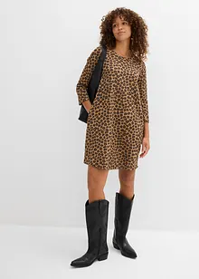 Kort trikåklänning med stickad effekt, bonprix Kort trikåklänning med stickad effekt, bonprix