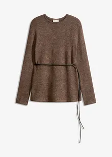 Stickad topp med knytband i skinnimitation, bonprix Stickad topp med knytband i skinnimitation, bonprix