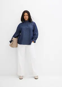 Jeansblus med breda manschetter, bonprix Jeansblus med breda manschetter, bonprix