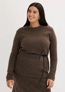 Stickad topp med knytband i skinnimitation, bonprix Stickad topp med knytband i skinnimitation, bonprix