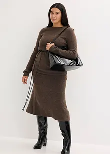 Stickad topp med knytband i skinnimitation, bonprix Stickad topp med knytband i skinnimitation, bonprix