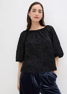 Dra på-blus med blommönstrad struktur, bonprix Dra på-blus med blommönstrad struktur, bonprix