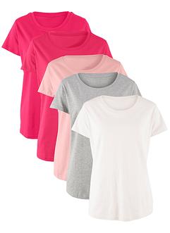 Lång topp med rund halsringning (5-pack), kortärmad, bpc bonprix collection Lång topp med rund halsringning (5-pack), kortärmad, bpc bonprix collection