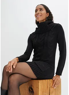 Stickad klänning med polokrage och påsydda fickor, bonprix Stickad klänning med polokrage och påsydda fickor, bonprix