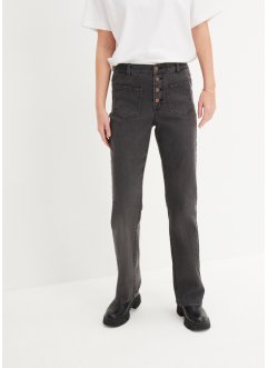 Utsvängda jeans med hög midja, knappslå och bekväm linning, bpc bonprix collection