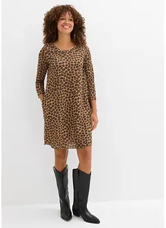 Kort trikåklänning med stickad effekt, bonprix Kort trikåklänning med stickad effekt, bonprix