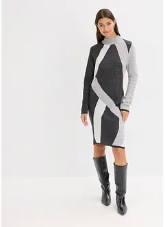 Stickad jacquardklänning med moderna ränder, bonprix Stickad jacquardklänning med moderna ränder, bonprix