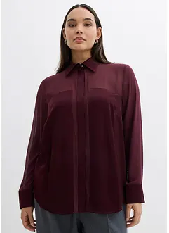 Skjortblus med satininfällning, bonprix Skjortblus med satininfällning, bonprix