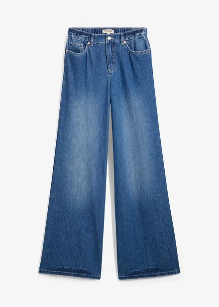 Wide Leg Jeans High Waist, med bekväm midja