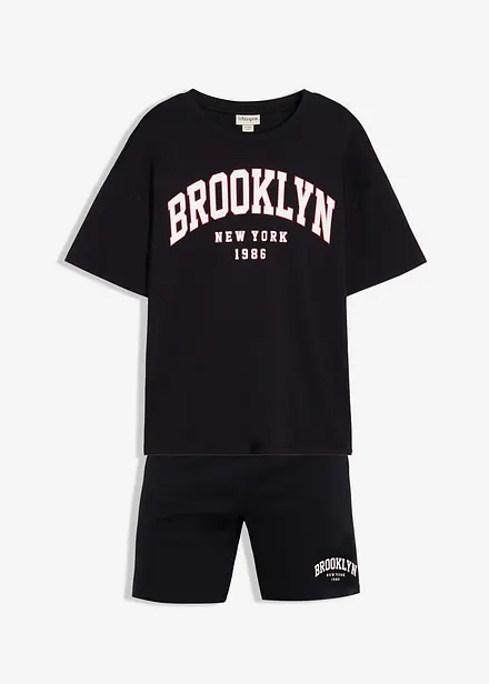 T-shirt och shorts i tjockt material av ekologisk bomull (2 delar)