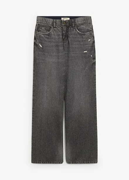 Wide Leg Jeans Mid Waist, Low Stretch