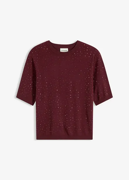 Tröja med glitterstenar och korta ärmar