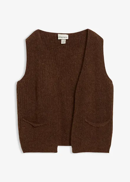 Grovstickad väst med alpackaull