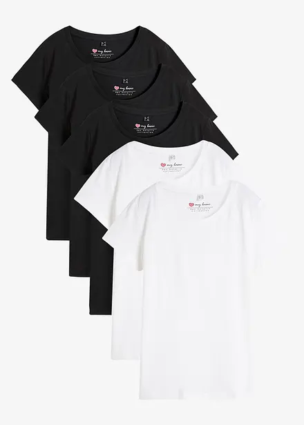 T-shirt med rund halsringning (5-pack), kortärmad