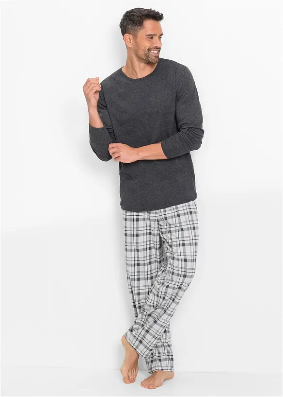 Långärmad pyjamas i bomullsmix, bonprix
