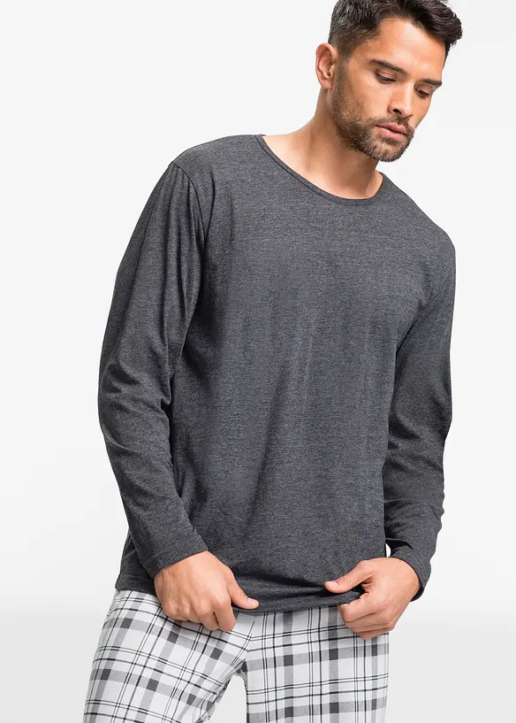 Långärmad pyjamas i bomullsmix, bonprix