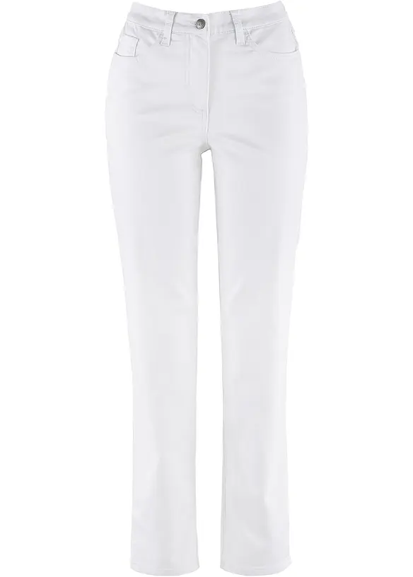 Stretchbyxa med raka ben Mid Waist, bonprix