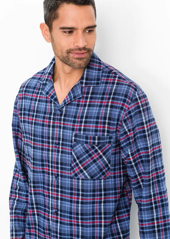 Flanellpyjamas med knappslå och långa ärmar, bonprix