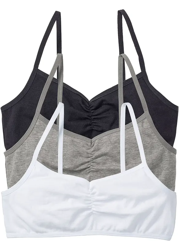 BH-topp med mjuk bomull för barn (3-pack), bonprix