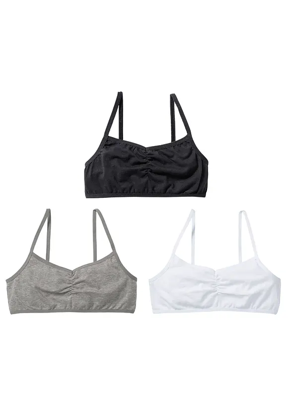 BH-topp med mjuk bomull för barn (3-pack), bonprix