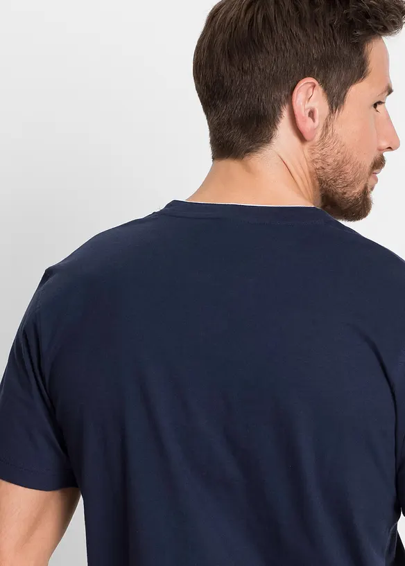 T-shirt med kort knappslå och korta ärmar, av bomull, bonprix