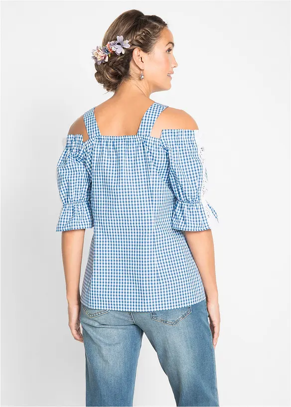 Folkdräktsinspirerad blus med halvlång ärm, bonprix