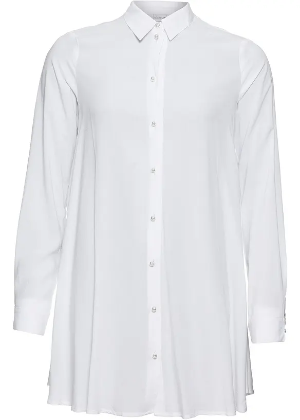 Blus med knappslå och pärlemorknappar, bonprix