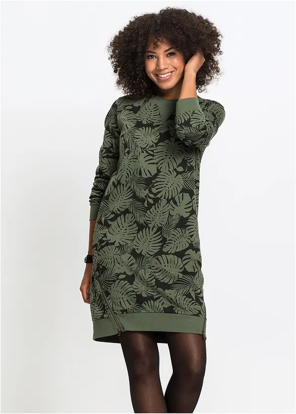 Mönstrad jerseyklänning, bonprix