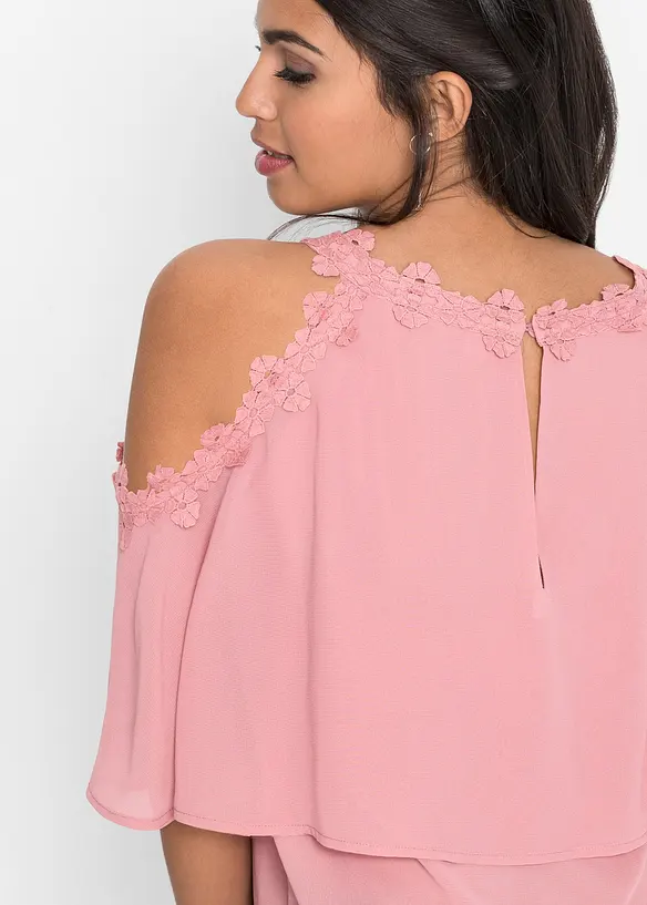 Cold shoulder-blus med spets, BODYFLIRT