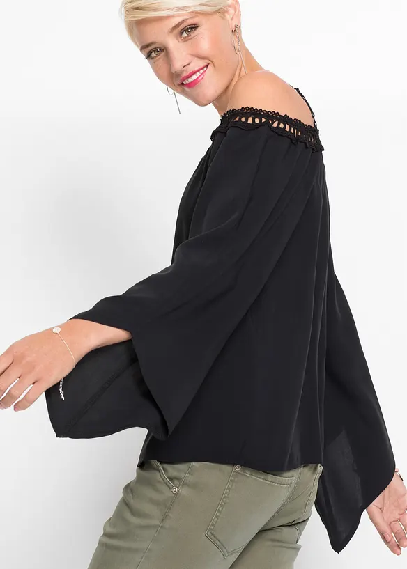 Cold shoulder-blus av mjuk viskos, bonprix