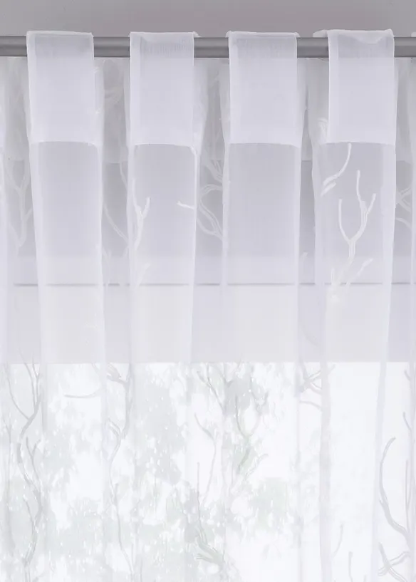Gardin med broderi och återvunnen polyester (1-pack), bonprix