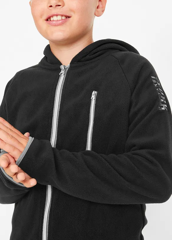 Pojkfleecejacka med kontrastfärgade detaljer, bonprix