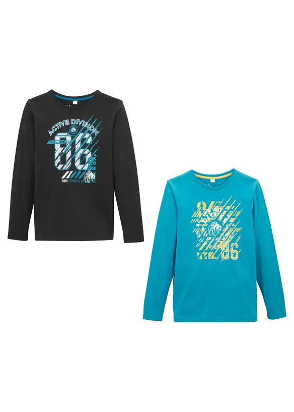 Långärmad T-shirt för barn i ekologisk bomull (2-pack), bonprix