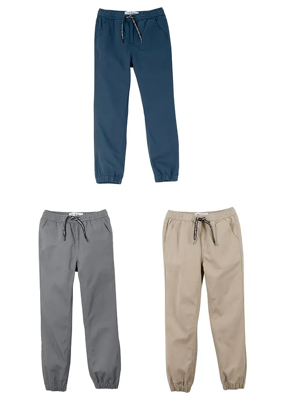 Joggingbyxa i ren bomull med bekväm midja, Regular Fit (3-pack), bonprix