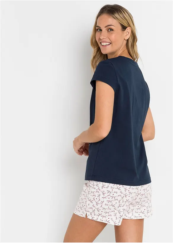 Pyjamas med shorts, av ren bomull, bonprix