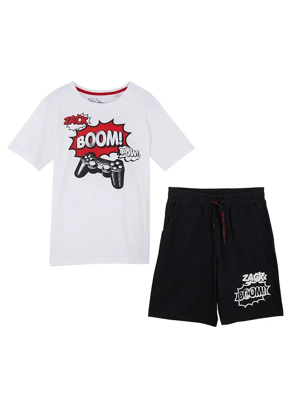 T-shirt och jerseybermudas för barn (2 delar) i ekologisk bomull, bonprix